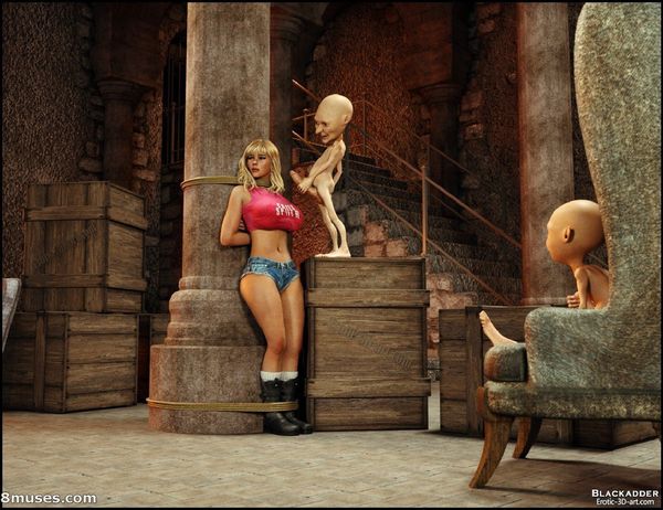 Буферистую блондинку поимели в два члена 3D порно фото